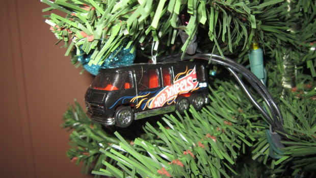 Hot Wheels car Christmas ornament black van